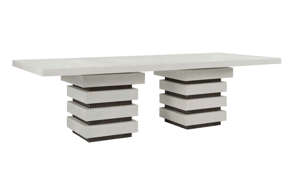 Meditation Rectangle Dining Table 108” With Limestone + Energy Bases